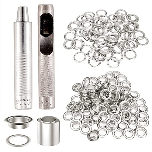 LiQunSweet 100 Sets 1/2 Inch Stainless Steel Grommets Eyelets Sets with Tool for Shoes Sewing Clothes Bag Canvas Leather Curtain Clothing DIY Project