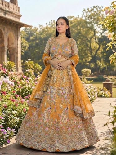 Image of Lehenga choli For Womens and Girls Soft Butterfly Net Lehenga Choli with Coding Sequins Work Dupatta | Semi Stitched Designer Ethnic Set