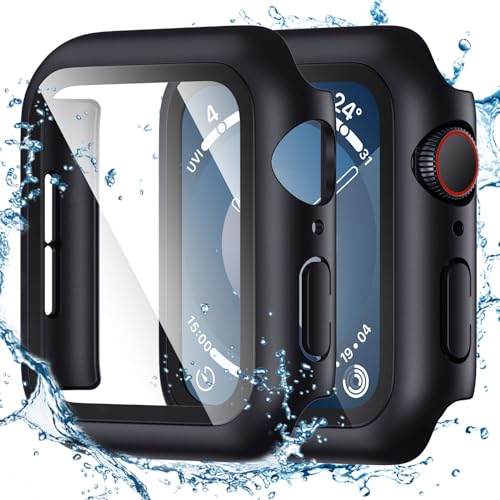 Image of Tensea for Waterproof Apple Watch Screen Protector Case 41mm Series 9 /8 /7 Accessories, iWatch Protective Face Cover with Tempered Glass Film for Women Men, Bumper Case for iPhone Watch 41 mm