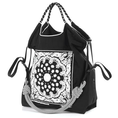 Image of Ball&Chain Summer Embroidery Beach Tote Bag - Stylish, Spacious, and Perfect for Women,Mom, Friends Great Gift. (Black, Large)