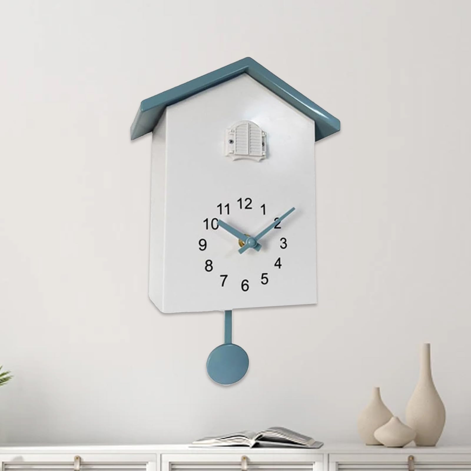 Reloj de cuco moderno, reloj de cuco de la Selva Negra con péndulo, reloj de cuco con voz de pájaro y función de silencio nocturno. Reloj de péndulo moderno para pared para el hogar, sala de