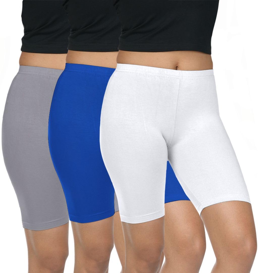 Pack of 3 Women Viscose Blend Solid Shorts (Grey)-image-26