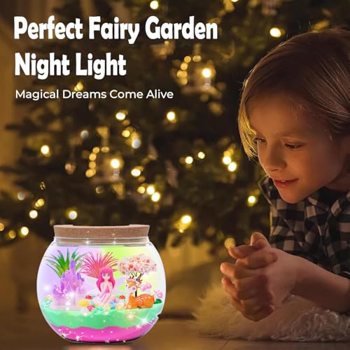 Hannstar Fairy Garden Kits for Kids - Light Up Terrarium kit Birthday Gift for Girls Ages 4 5 6 7 8 10 12 Years Old - Creative Garden Toys for Girls - DIY Arts and Crafts Kit for Kids - Image 5