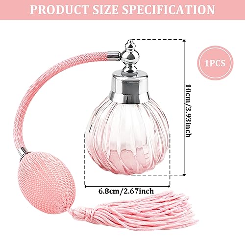 UPIQNG Glass Perfume Spray Bottle Vintage Twill Pattern Perfume Atomiser Refillable Travel Crystal Perfume Sprayer with Long Tassel 90ML - Image 3