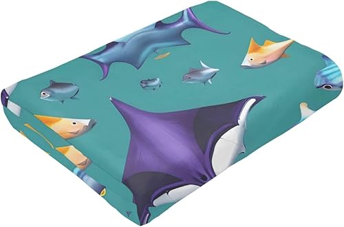 Miniatura 9 de Manta Ray and Fishes - Manta de franela de lujo, manta suave y mullida de microfibra (40 x 30 pulgadas) gruesa, cálida