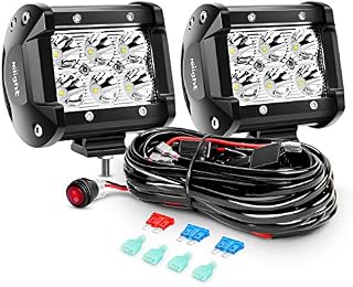 Nilight ZH009 LED Light Bar 2PCS 18W Spot Off Road Lights with 16AWG