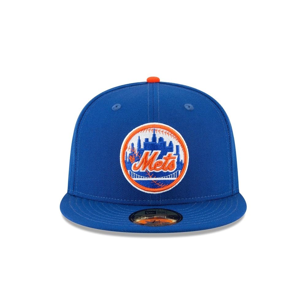 New Era MLB 59FIFTY Baseballkappe, New York Mets Blue Team-Farbe, Cooperstown-Logo, authentische Kollektion