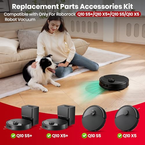 Image of Q10 S5 Replacement Parts Accessories for Roborock Q10 S5+, Q10 X5+ Series Robot Vacuum Kit, 1 Main Brush, 6 Hepa Filter, 6 Mop Pads, 6 Side Brush, 6 Dust Bags,1 Screwdriver, 1 Clean Tool