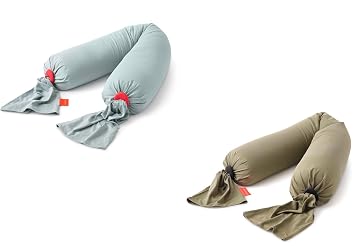 bbhugme Adjustable Pregnancy Pillow Bundle Full Body Support for Side Sleeping - Adjustable Firmness and Shape - Removable Cover - Dusty Olive & Eucalyptus