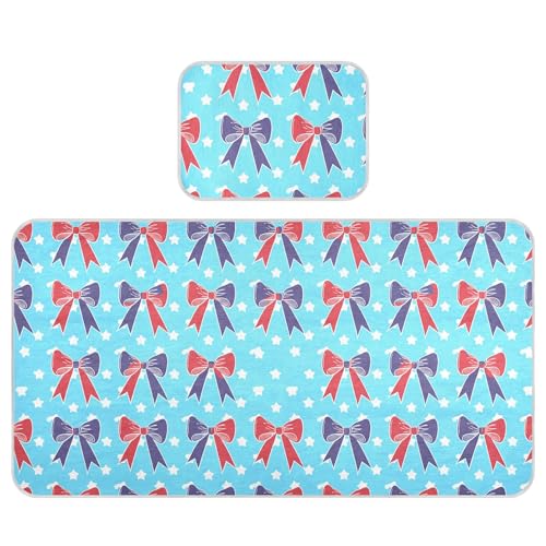 Takiito Red Blue Bows Baby Cooling Mattress Pad, Soft & Breathable Cooling Mat Keep Baby Cool in Summer 28x52 in, Nursery Essential