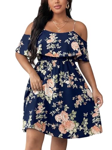 Image of Plus Size Summer Dresses for Women Casual Short Sleeves A Line Midi Dress