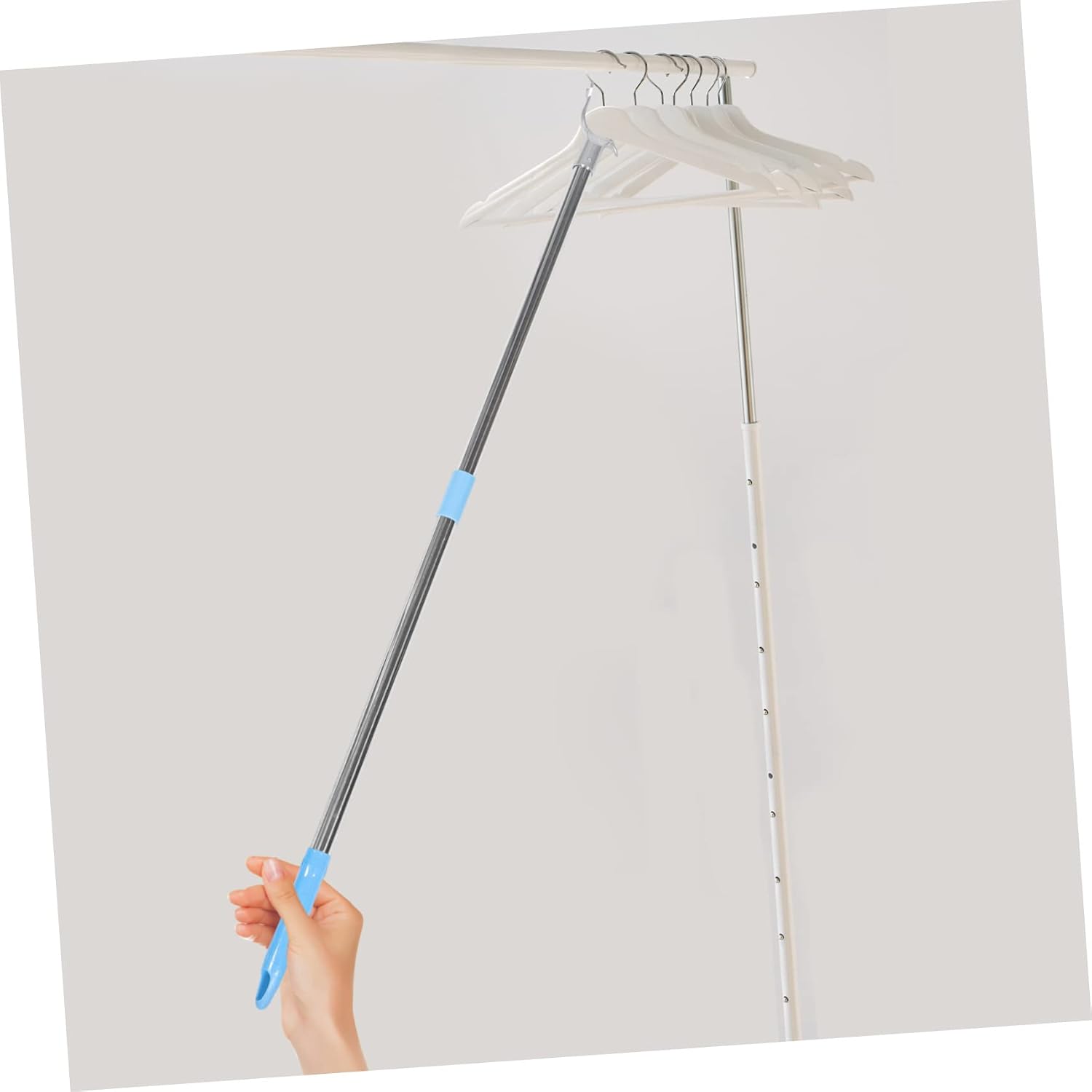 Adjustable Detachable Clothesline Rod Heavy-Duty Laundry Pole for Use Versatile for High Reach Clothes Drying Total