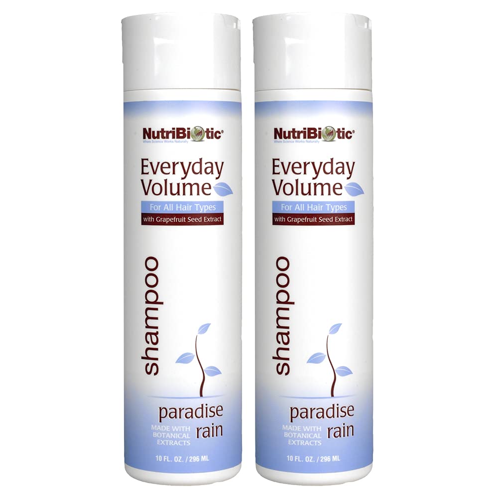 NutriBiotic Everyday Volume Shampoo, Paradise Rain, 10 Fl. Oz Twin Pack | GSE & Botanicals for All Hair Types | Free of Parabens, Sulfates, Dyes, Colorings, Coc
