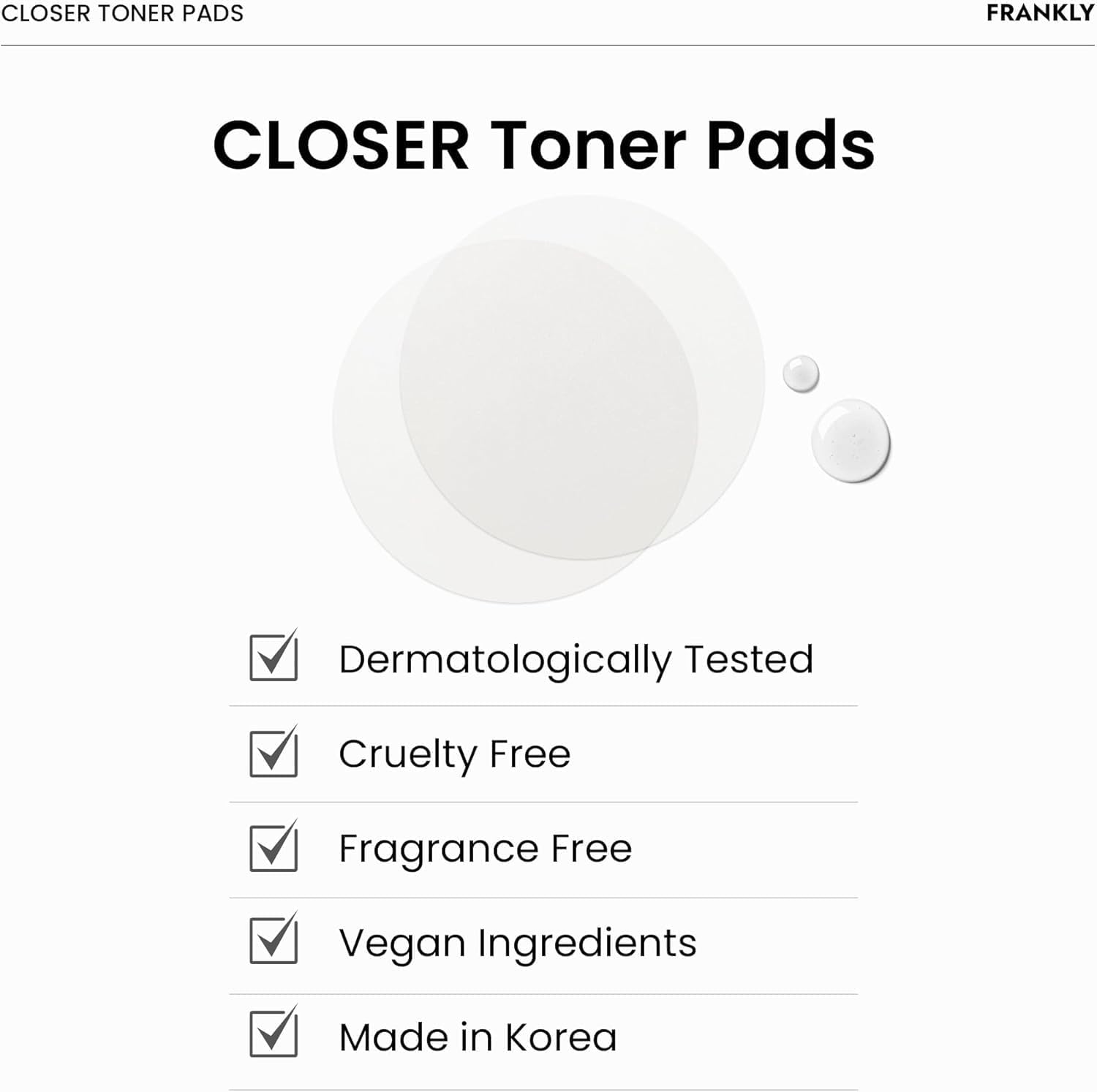 FRANKLY Pore Closer Toner Pads l Rice Jelly Pads with 9 Peptides, Vegan Collagen, Rice Extract l Pore Minimizer l Hydrating for All Skin Types l Korean Skin Care | 70 Count - Image 9