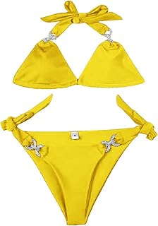 Bikini para mujer, diseño de serpiente, sexy, monocolor, diamante, para incrustar bikini, ropa de baño dividida, color