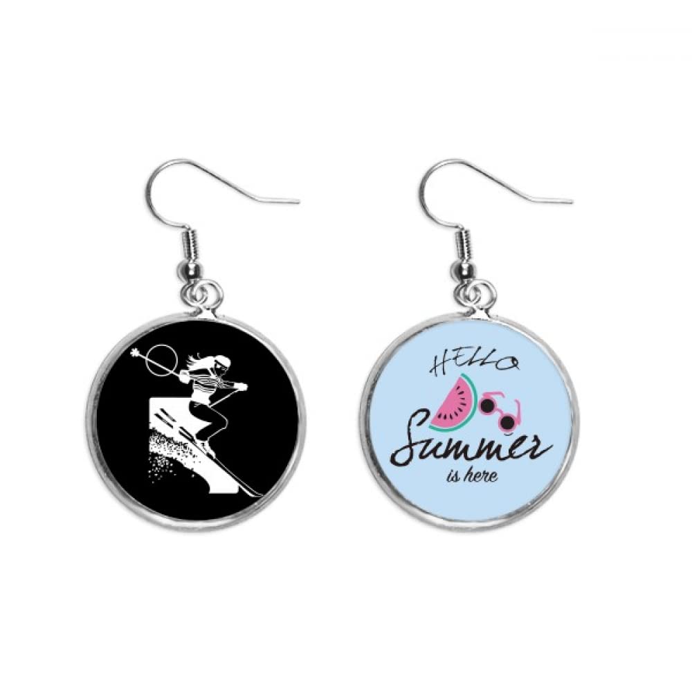 Pendientes de sandía estilo esquí con patrón negro para lóbulo versátil 5
