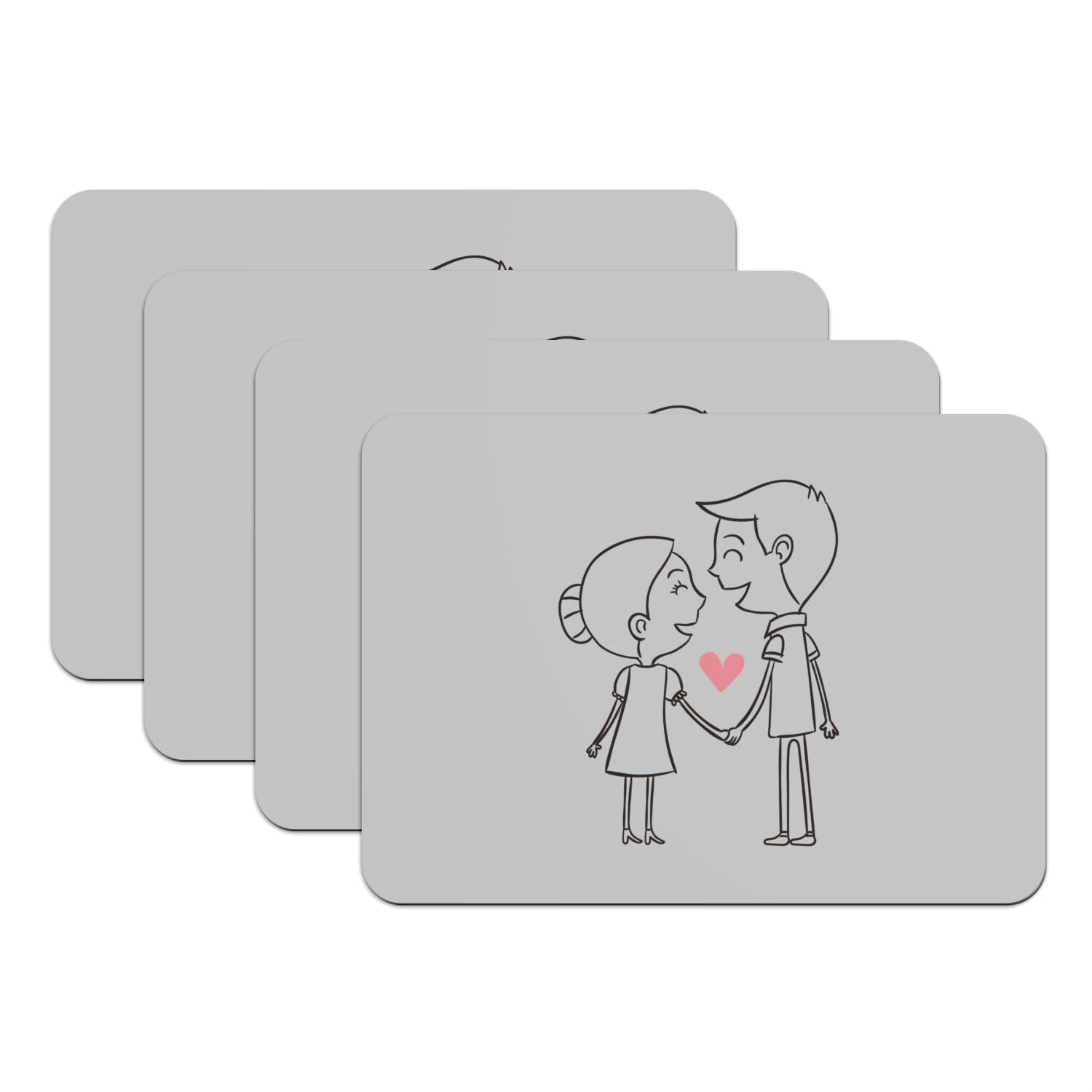 Set de table couple amoureux idée cadeau Saint-Valentin lot de 4 dessous gris