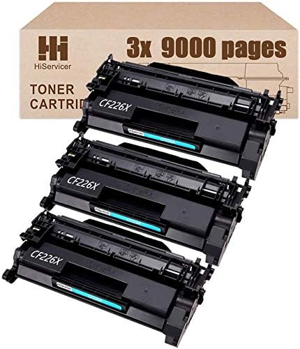 HiServicer 3 Pack Compatible Replacement for HP 26X HP CF226X Toner 9000 Pages High Yield Black for HP Laserjet Pro M402dn M402n M402dw, MFP M426fdw M426fdn Printer (3xBlack)