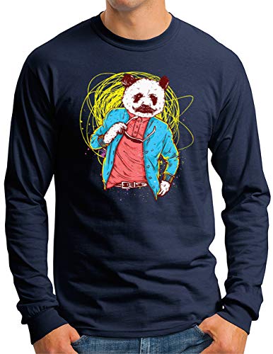 T-shirt manches longues homme OM3 Panda-Star bleu marine taille M