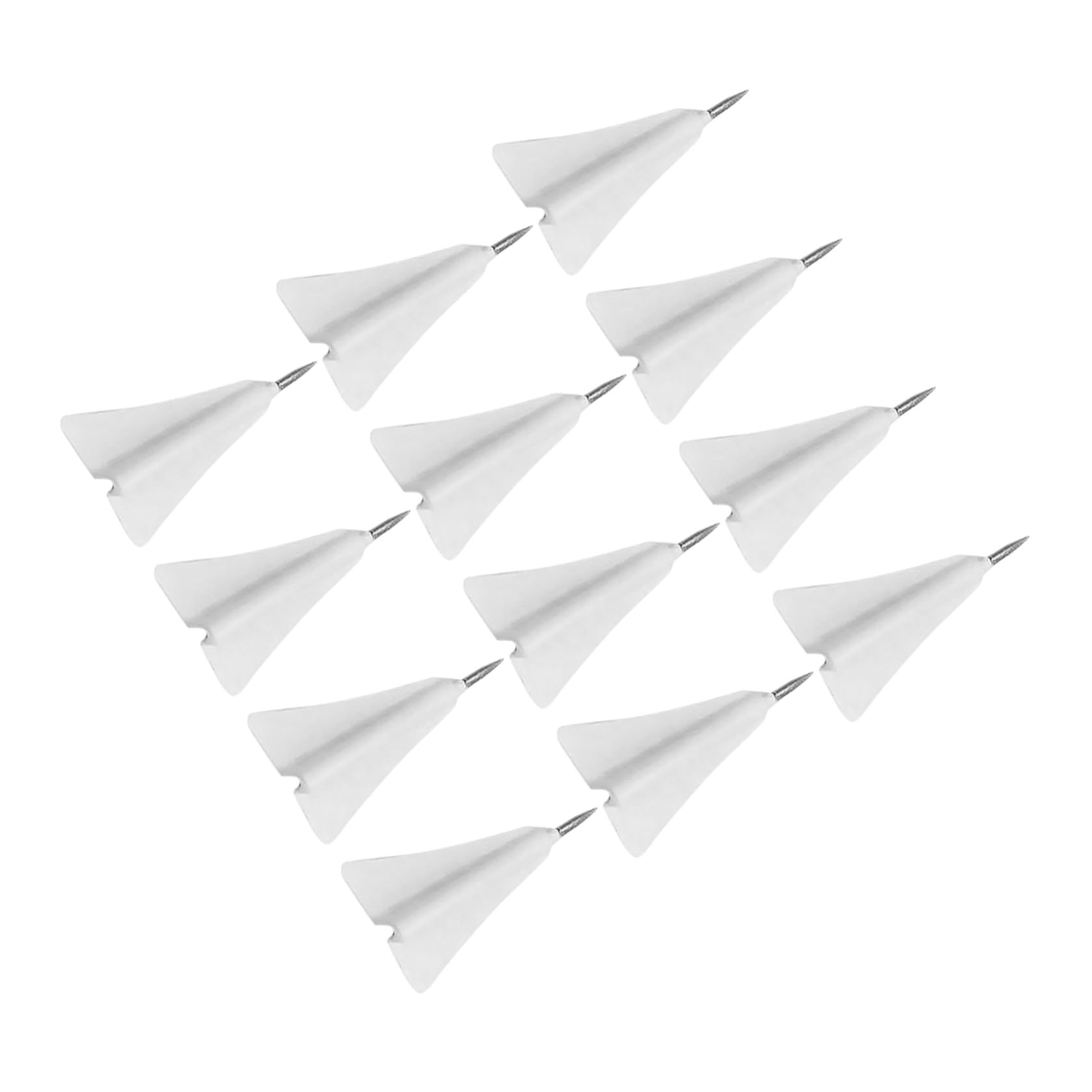 Puntine da Disegno a Forma di Aereo 12 Pezzi Abs Acciaio | Bianco, per Mappe e Bacheche, Design Creativo Compatto, Facile da Usare e Riporre
