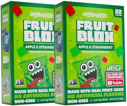 Generic Fruits Blox Mixed Fruit Snacks, 2 Boxes, 22 Count Each Box | Aphmauu | Ninja Kidx | Unspeakable (Unspeakable Apple Strawberry)