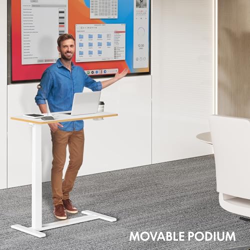 Image of FLEXISPOT H7 Adjustable Overbed Bedside Table with Wheels Pneumatic Mobile Standing Laptop Desk Rolling Computer Cart Movable Overbed Table Hospital Home Use (31.5 inch W x 17.7 inch D, White Maple Large)