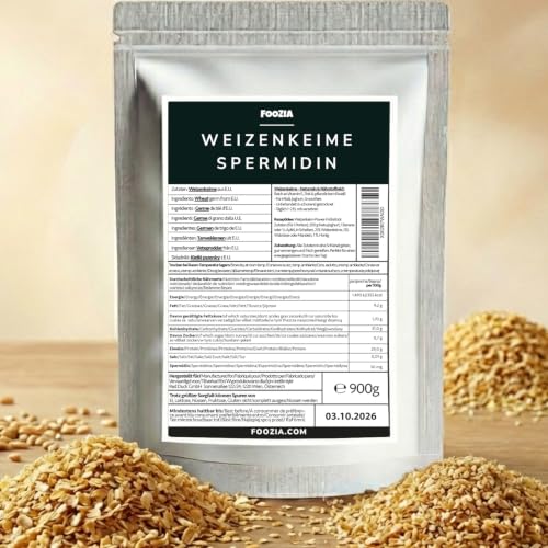 Weizenkeime 900g Spermidin 500 mg/kg Natürlich Pur Vegan aus Europa Spermidine Proteinquelle von Foozia