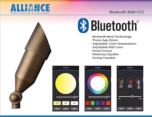 Alliance Outdoor Lighting Bl200-Bt Bluetooth Bullet Light, Integrated Led Bluetooth Landscape Lighting, Dimmable Path Spotlight, Solid Brass With Aged Brass Finish, 7.25 In X 2.5 In X 1.75 In #TOP2