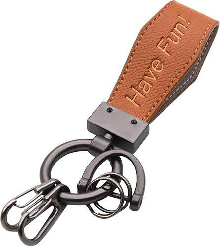 Miniatura 2 de Liangery Llavero de cuero para hombre y mujer con 5 llaveros - Drive Safely Have Fun Llavero titular para llaves