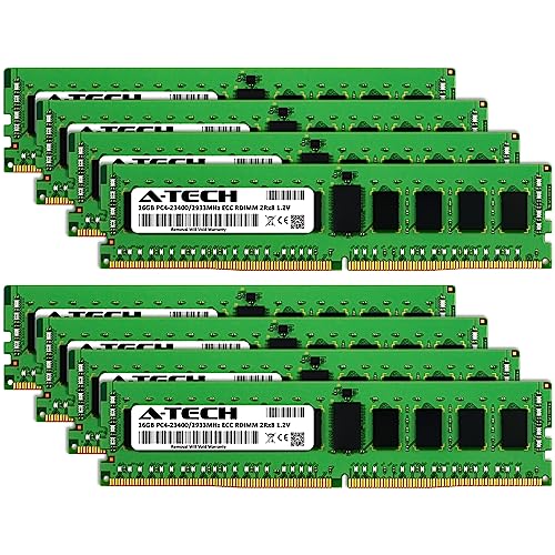 Image of A-Tech 128GB Kit (8x16GB) DDR4 2933MHz PC4-23400 ECC RDIMM 2Rx8 Dual Rank 1.2V ECC Registered DIMM 288-Pin Server & Workstation RAM Memory Upgrade Modules (A-Tech Enterprise Series)