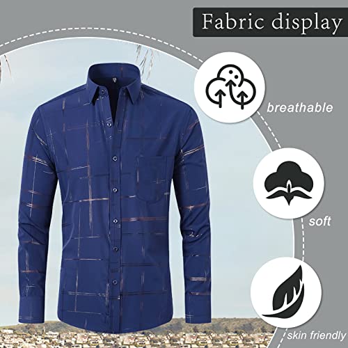 ALSOGO Men's Business Dress Shirt Long Sleeve Button Down Shirts Slim Fit Shirts3