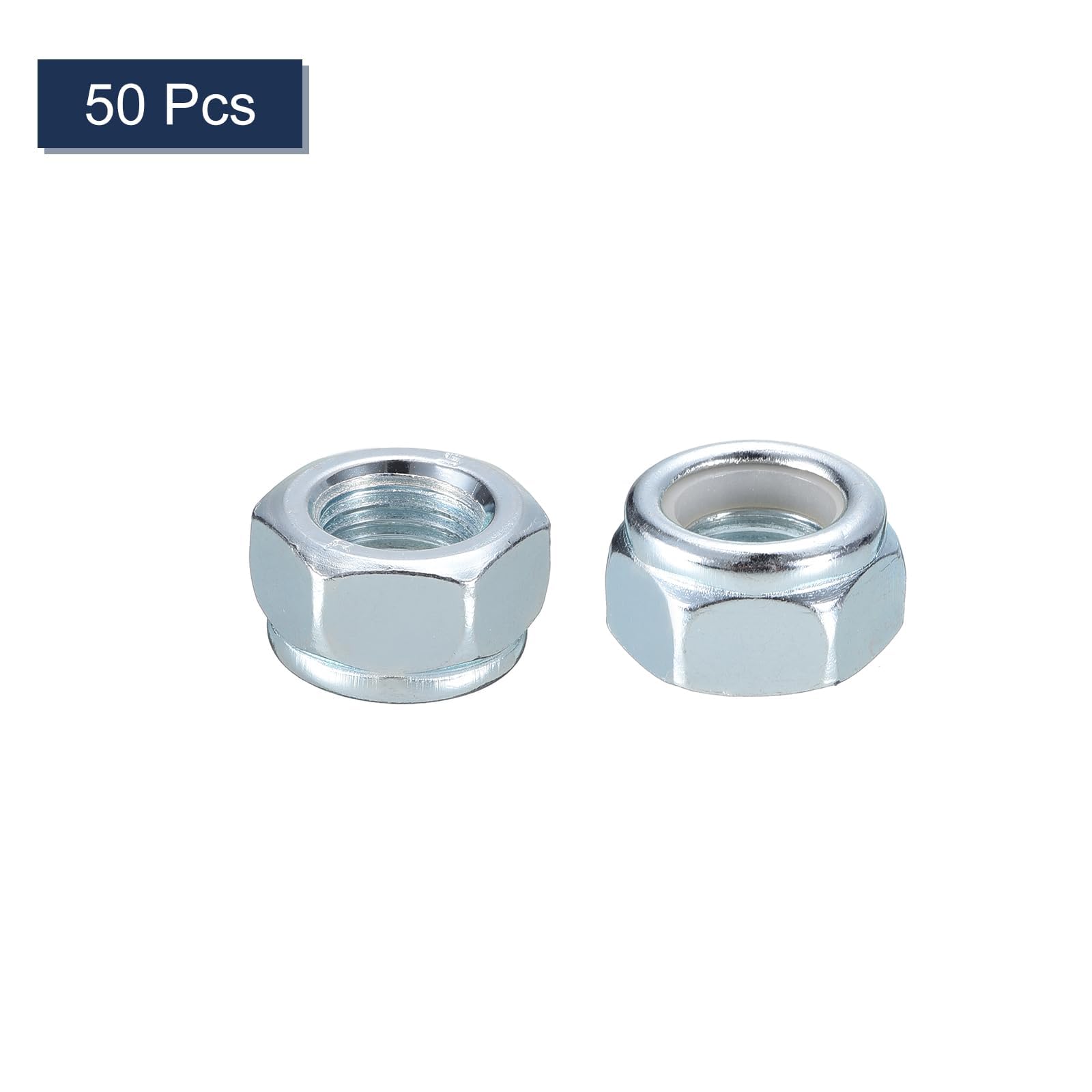 TA-VIGOR 50Pcs M12 x 1.25mm Nylon Hex Lock Nuts, Carbon Steel Nylon Insert Self-locking Nuts - Image 3