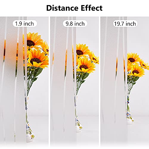 Ninetrex Window Privacy Film Frosted Glass Window Film Sticker Decorative Coverings Non-Adhesive Heat Anti-Uv For Home Office Living Room,Stripe Patterns，17.5 X 78.7Inches #TOP3