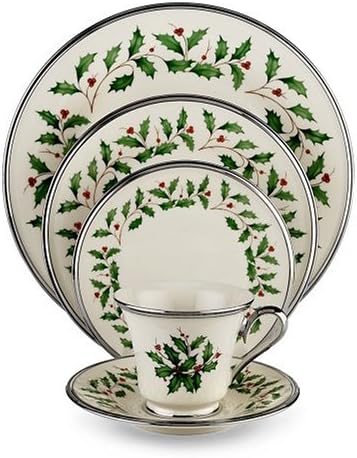 Lenox Holiday Platinum Ivory China - Juego de 5 piezas para 1