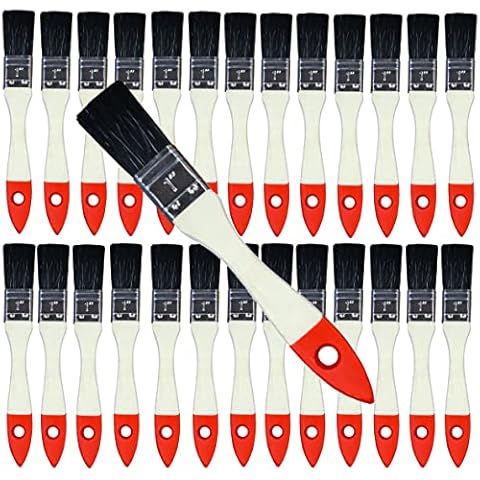 1 Inch / 25 mm Chip Paint Brushes (24 Pack) Economy Disposable - Professional Wooden Handle Paint Brush Set for Paint, Stains, Varnishes, Glues and Home DIY Silicon, Gesso Cover