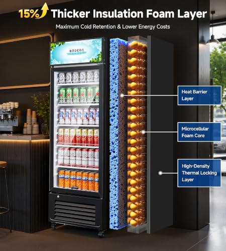 Image of BODEGACOOLER 13.03 Cu.Ft Commercial Beverage Refrigerator,Glass Door Cooler
