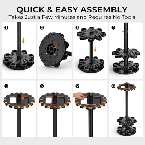 KastKing V16 Rotating Fishing Rod Holder for Garage, Floor Rack Holds Up to 16 Rods & Combos, Space-Saving Pole Organizer with Foam, Durable ABS, Fishing Gear Storage Gift for Men — view 6