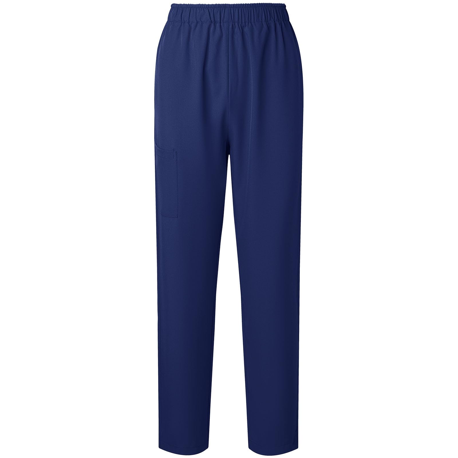 Women Scrub Pants Straight Leg Pull-on Pant Elastic Waist Stretchy Bottoms Nursing Work Trousers with Pocket