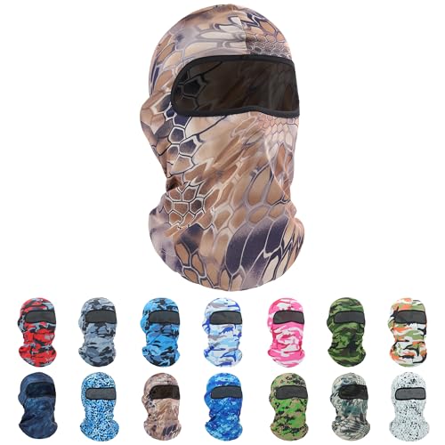 Pukavt 1-4 Pack Balaclava Face Mask, Ski Mask for Men Women, UV Protection Windproof Scarf for Motorcycle Snowboard Cycling,Camouflage Sand