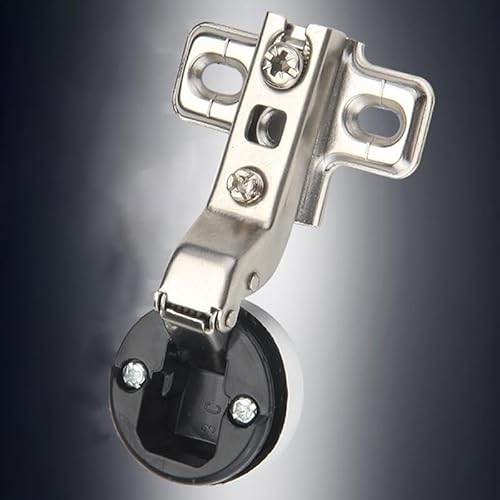 Yhenlovtt Bisagras de cristal para puerta de armario de acero laminado en frío de 35 mm, copa de 11 mm de profundidad con tapa y tornillos, adecuadas para puertas de armario de muebles de vidrio de 4