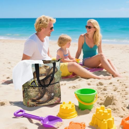 Bolso de hombro amplio para playa y compras con cremallera de seguridad 7