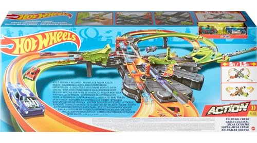 Hot Wheels - Colossal Crash, pista de acrobacias aéreas para coches de juguete regalo niños y niñas +5 años (Mattel GWT41)