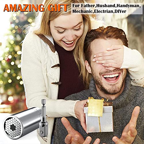 Universal Socket - Father's Day Gifts For Men Dad Husband Who Wants Nothing, Multi-Function Ratchet Wrench Power Drill Adapter, Cool Gadgets Tools Gifts For Diy Handyman, 2Pc Set (7-19Mm) #TOP1