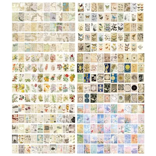 Image of 6 Sets 300 Pcs Washi Stickers Set Vintage Aesthetic Sticker Book for Journaling Decorative Scrapbook Floral Paper Sticker Kit for Scrapbooking, Bullet Journal, Art Craft Gifts, Notebook Making