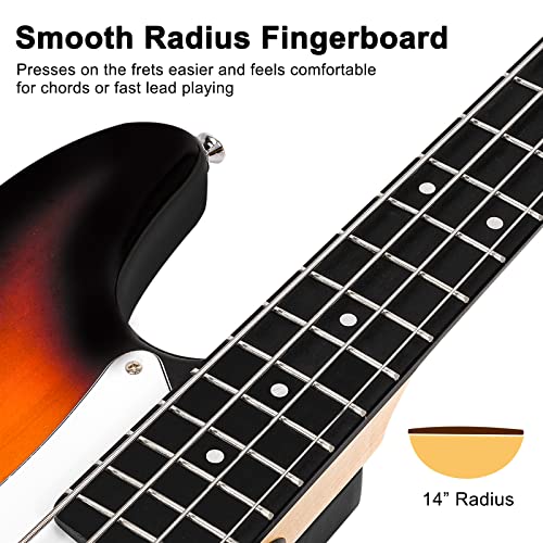 Vangoa Electric Bass Guitar Full Size 4 Strings Standard Bass Pb Style Beginner Kit Sunburst For Starter Adults Kids With Gig Bag Cable Extra Strings Strap #TOP4