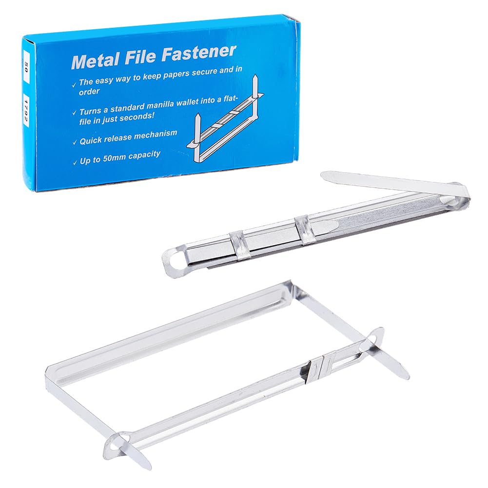 SUPERFINDINGS 150 pezzi di fissaggio per carta a 2 fori in ferro da 9 cm di capacità di fissaggio in metallo per file a fogli mobili standard a 2 fori compressore perforatore