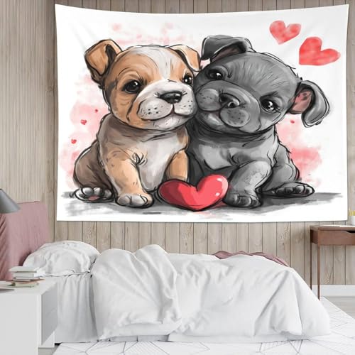 Tapisserie murale bouledogue français 3D tenture tissu salon cosy - 5