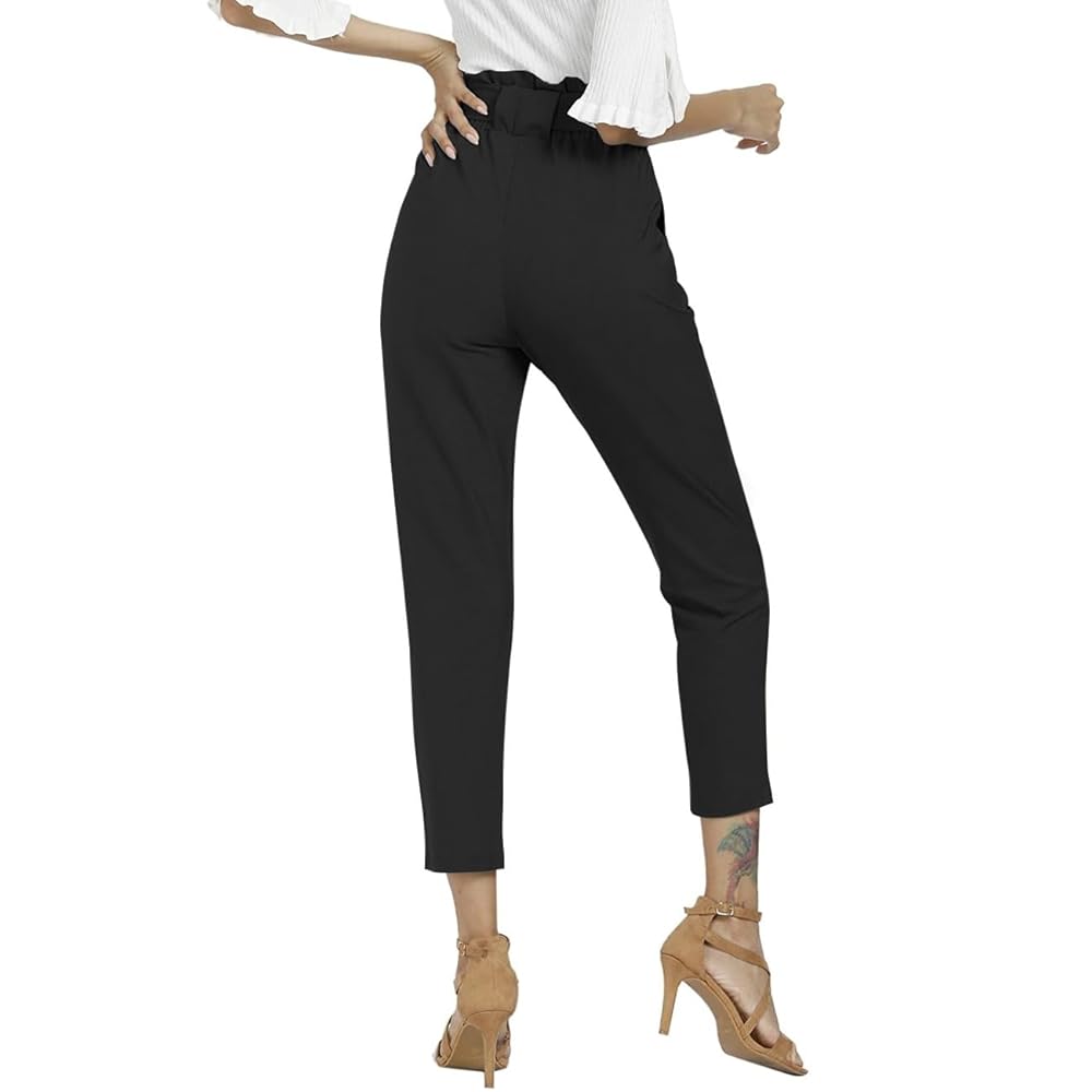 Pantaloni Donna Vita Alta Elastici Pantalone Nero Donne per il Tempo Libero  Slim Fit per L'ufficio di Elegante Cravatta con Cintura Pantaloni a Matita  con Tasche : Amazon.it: Moda