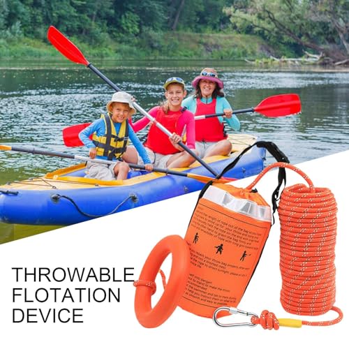Wasserrettungsausrüstung,15m Robustes Reflektierendes Wurfseil - Hochsichtbare Wurffähige Schwimmhilfe Für Outdoor Abenteuer, Wassersport Und Kajaktouren