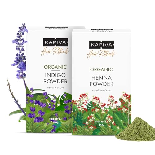 Image of Kapiva Organic Henna & Indigo Powder | Natural Hair Colour | Prevents Dandruff | For Conditioned, Healthy Hair